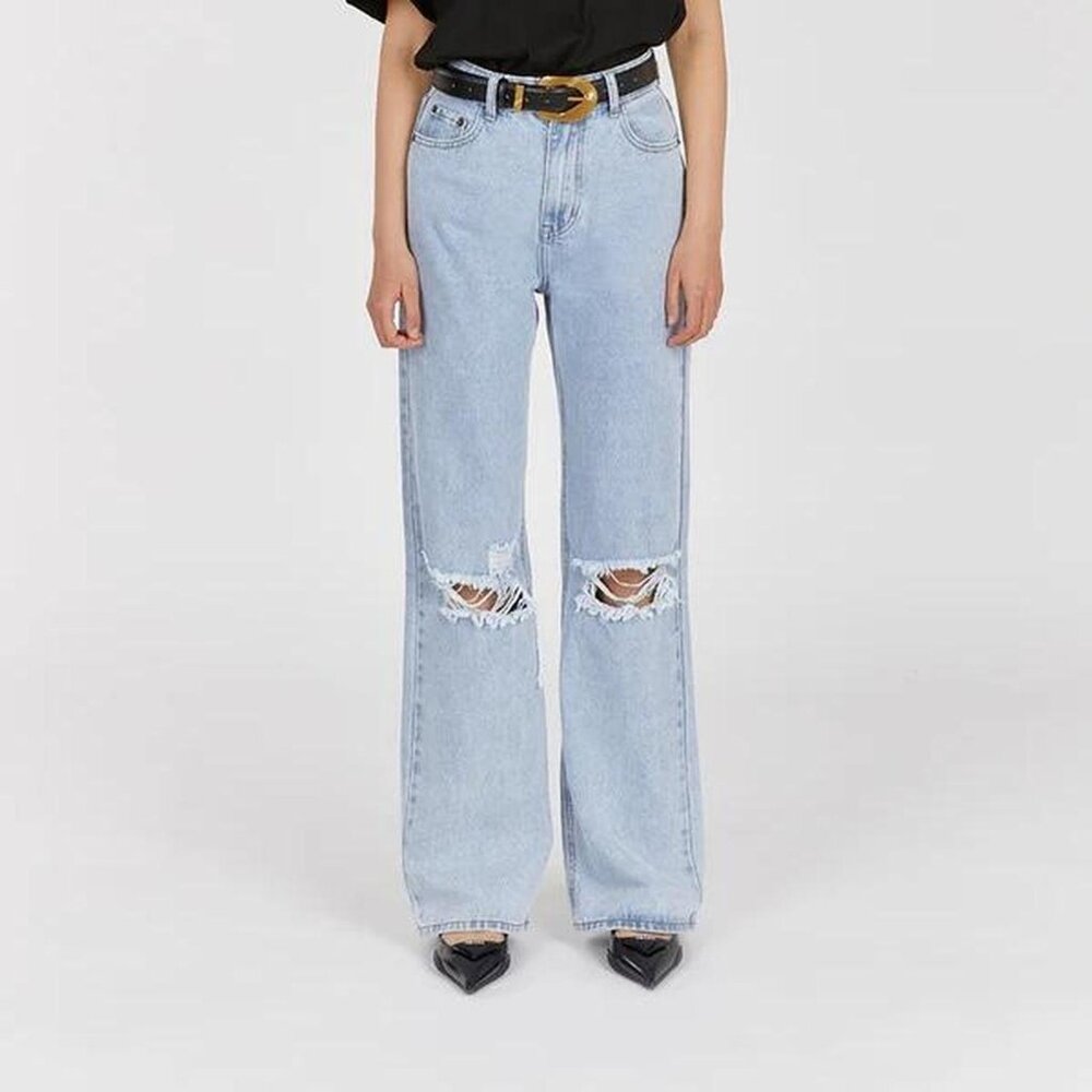 DISSH HIGH RISE RIPPED JEAN